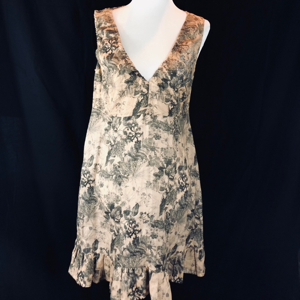 Avoca Irish Linen Floral Toile Sundress Sz 6